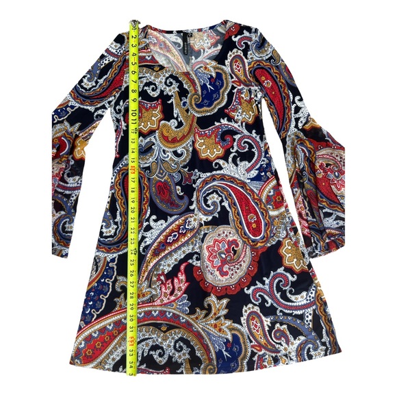 Chiasso Paisley Print Bell Sleeved Dress, Size Small - Picture 4 of 8